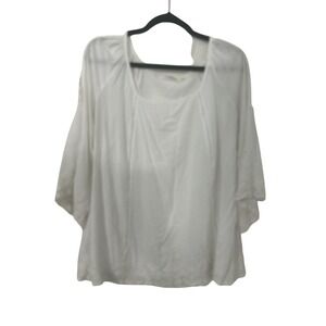 Solitaire White Lace Trim 3/4 Sleeve Blouse‎ Plus Size 2X Boho Scoop Neck Top